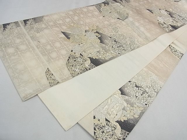 平和屋着物◎六通柄袋帯 御所車流水花文 金銀糸 逸品 CAAE9826yk