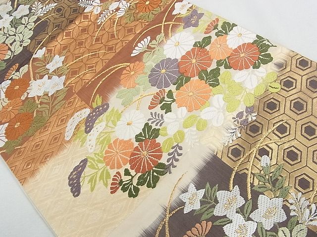 平和屋着物◎六通柄袋帯 唐織 有職能衣文 金糸 逸品 CAAE9841yk