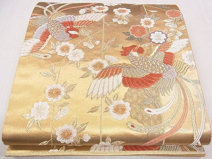 平和屋着物■六通柄袋帯 唐織 能衣花鳥文 金糸 逸品 CAAE5029eg