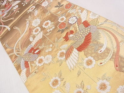 平和屋着物■六通柄袋帯 唐織 能衣花鳥文 金糸 逸品 CAAE5029eg