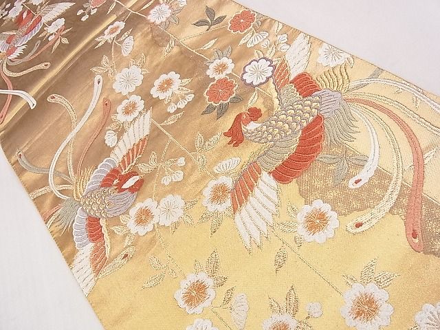 平和屋着物■六通柄袋帯 唐織 能衣花鳥文 金糸 逸品 CAAE5029eg