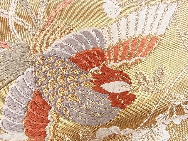 平和屋着物■六通柄袋帯 唐織 能衣花鳥文 金糸 逸品 CAAE5029eg