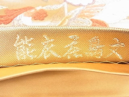 平和屋着物■六通柄袋帯 唐織 能衣花鳥文 金糸 逸品 CAAE5029eg