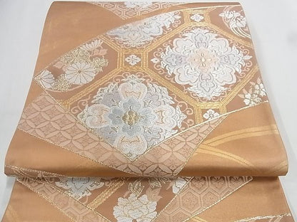 平和屋着物◎六通柄袋帯 唐織 粋華扇面 金銀糸 逸品 BAAF7785ea