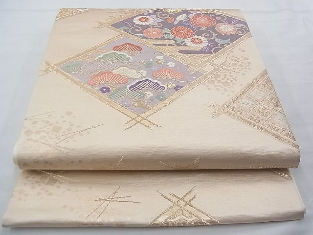 平和屋着物◎六通柄袋帯 唐織 花菱文様 金糸 逸品 BAAF2004iy