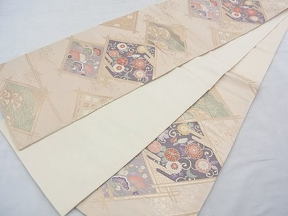 平和屋着物◎六通柄袋帯 唐織 花菱文様 金糸 逸品 BAAF2004iy