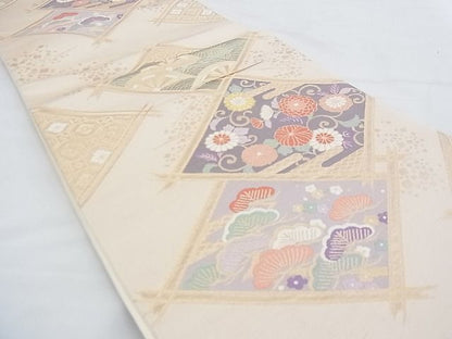平和屋着物◎六通柄袋帯 唐織 花菱文様 金糸 逸品 BAAF2004iy