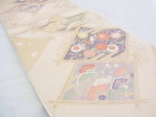 平和屋着物◎六通柄袋帯 唐織 花菱文様 金糸 逸品 BAAF2004iy