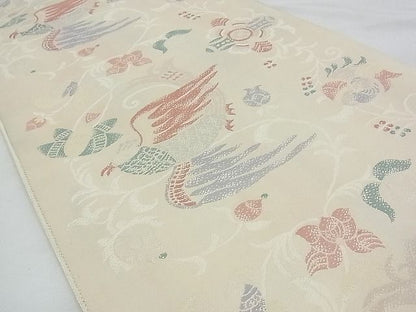 平和屋着物◎六通柄袋帯 花鳥唐草文 逸品 BAAF2034iy