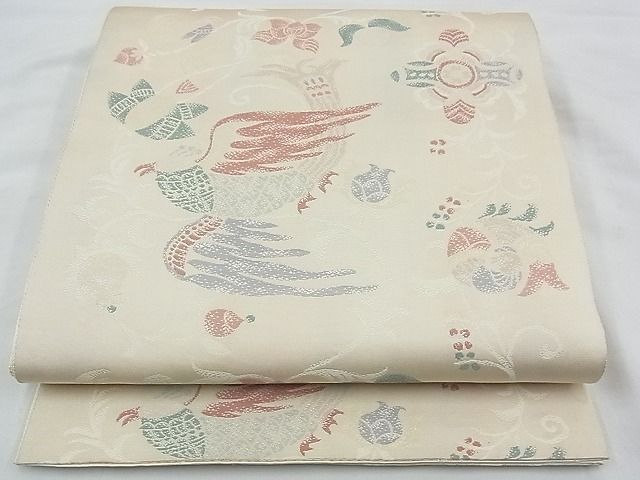 平和屋着物◎六通柄袋帯 花鳥唐草文 逸品 BAAF2034iy