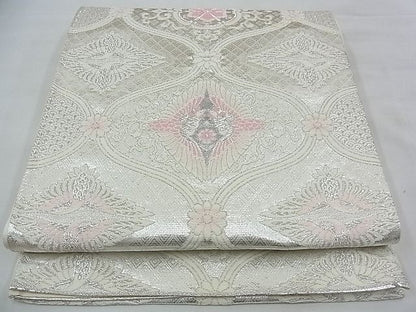 平和屋着物◎六通柄袋帯 唐織 向かい鳳凰花唐草文 銀糸 逸品 BAAF2043iy