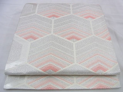 平和屋着物◎六通柄袋帯 亀甲文様 銀糸 逸品 BAAF2069iy