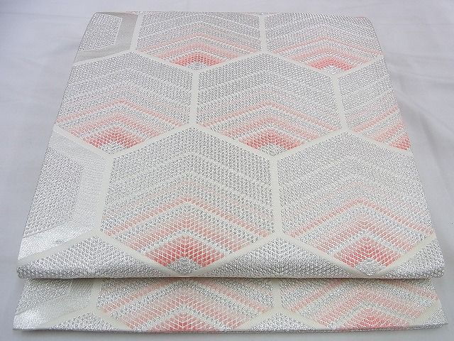平和屋着物◎六通柄袋帯 亀甲文様 銀糸 逸品 BAAF2069iy