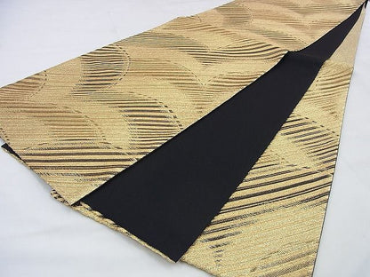 平和屋着物◎六通柄袋帯 吉祥文 黒地 金糸 逸品 BAAF2061iy