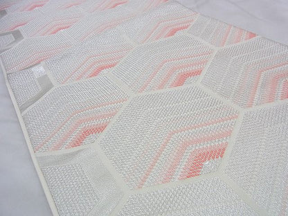 平和屋着物◎六通柄袋帯 亀甲文様 銀糸 逸品 BAAF2069iy