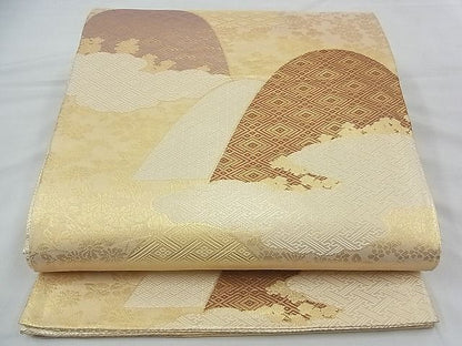 平和屋着物◎佐賀錦 六通柄袋帯 雲取吉祥遠山文 金糸 逸品 BAAF2046iy
