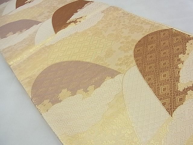 平和屋着物◎佐賀錦 六通柄袋帯 雲取吉祥遠山文 金糸 逸品 BAAF2046iy