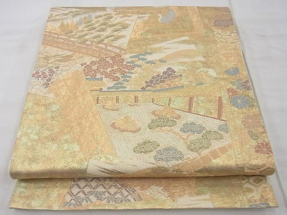 平和屋着物◎六通柄袋帯 竜安寺 金糸 逸品 BAAF2088iy
