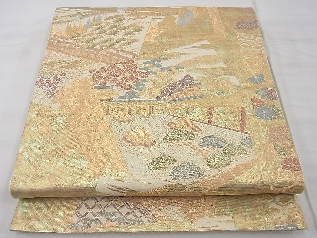 平和屋着物◎六通柄袋帯 竜安寺 金糸 逸品 BAAF2088iy
