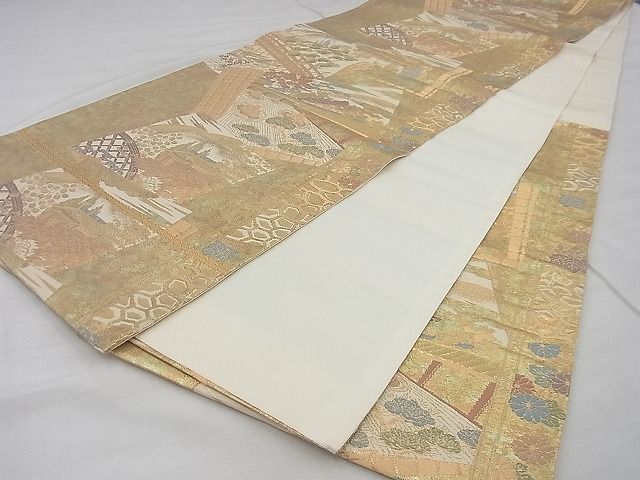 平和屋着物◎六通柄袋帯 竜安寺 金糸 逸品 BAAF2088iy