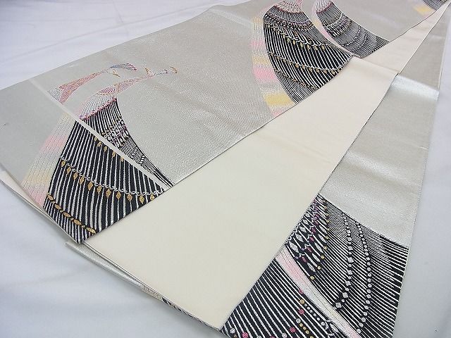 平和屋着物◎六通柄袋帯 孔雀 金銀糸 逸品 BAAF2074iy