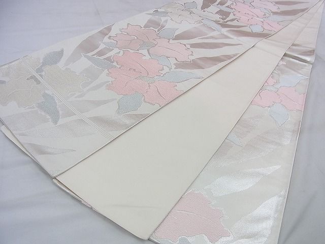 平和屋着物◎六通柄袋帯 唐織 カトレア 銀糸 逸品 BAAF2079iy