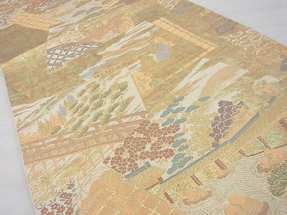 平和屋着物◎六通柄袋帯 竜安寺 金糸 逸品 BAAF2088iy
