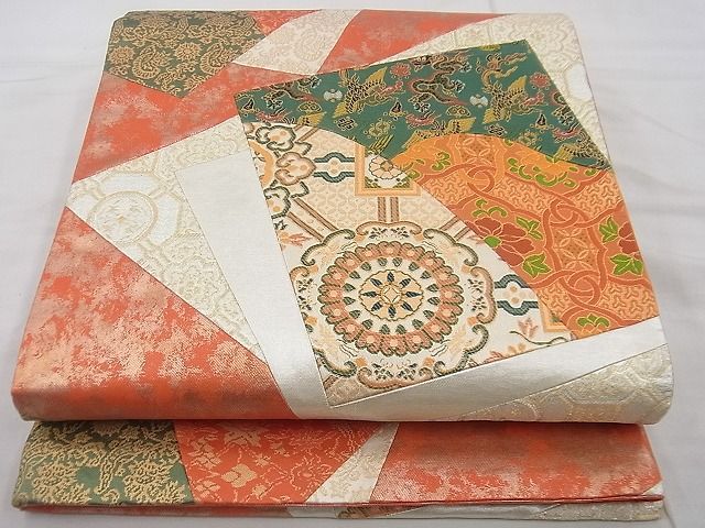 平和屋着物◎六通柄袋帯 切嵌 有職色紙散らし 金銀糸 逸品 BAAF2090iy