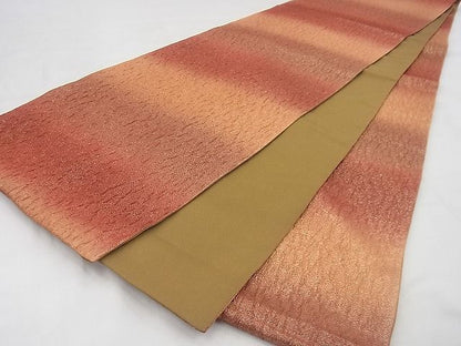 平和屋着物◎全通柄袋帯 ふくれ織 霞文 金糸 逸品 BAAF2106iy
