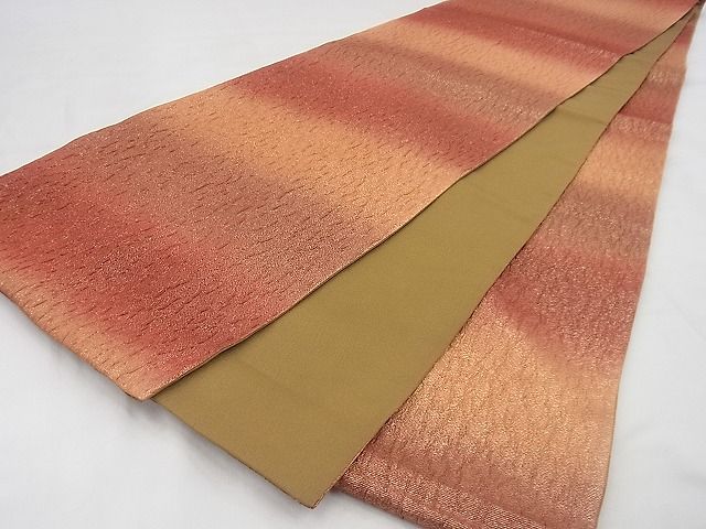 平和屋着物◎全通柄袋帯 ふくれ織 霞文 金糸 逸品 BAAF2106iy