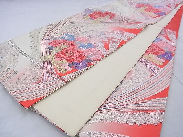平和屋着物◎六通柄袋帯 唐織 束ね熨斗花文 金銀糸 逸品 BAAF2138iy