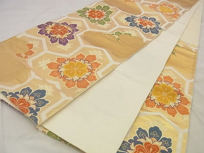 平和屋着物◎六通柄袋帯 唐織 毘沙門亀甲花文 金糸 逸品 BAAF2149iy