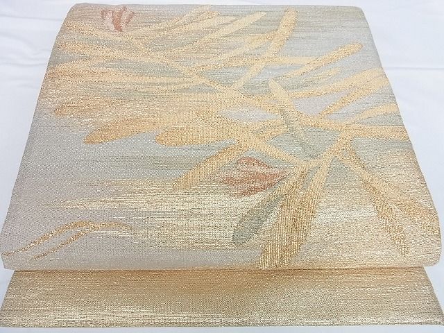 平和屋着物■太鼓柄袋帯 草花文 金糸 逸品 DAAF1477az