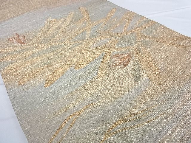 平和屋着物■太鼓柄袋帯 草花文 金糸 逸品 DAAF1477az
