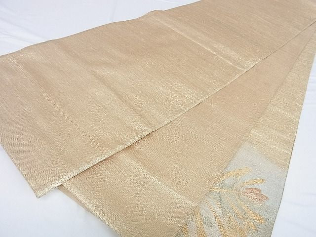 平和屋着物■太鼓柄袋帯 草花文 金糸 逸品 DAAF1477az