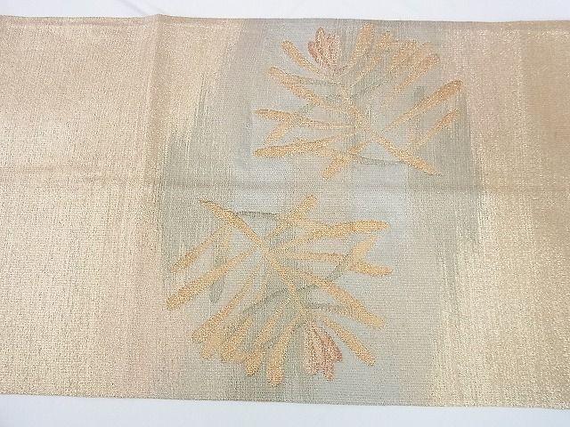 平和屋着物■太鼓柄袋帯 草花文 金糸 逸品 DAAF1477az