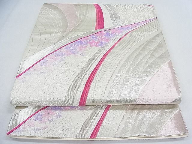平和屋着物◎六通柄袋帯 舞花文 銀糸 逸品 CAAF5628nb