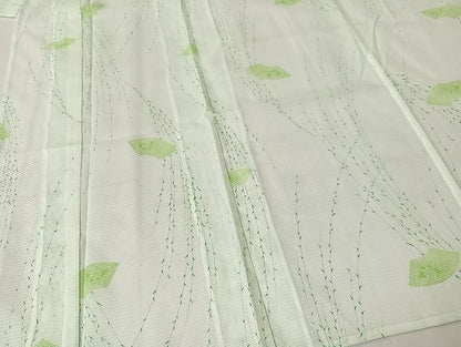 平和屋着物■夏物　小紋　絽　舞扇文　洗える着物　AAAH6922Bph
