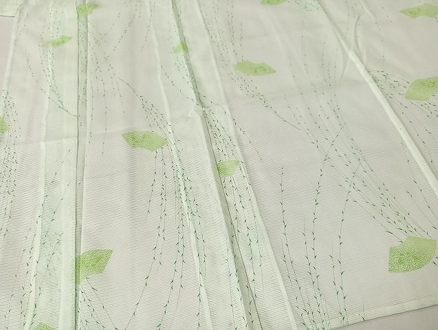 平和屋着物■夏物　小紋　絽　舞扇文　洗える着物　AAAH6922Bph