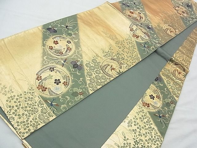 平和屋着物◎六通柄袋帯 唐織 鳳凰花丸唐草文 金糸 逸品 BAAF6983ow