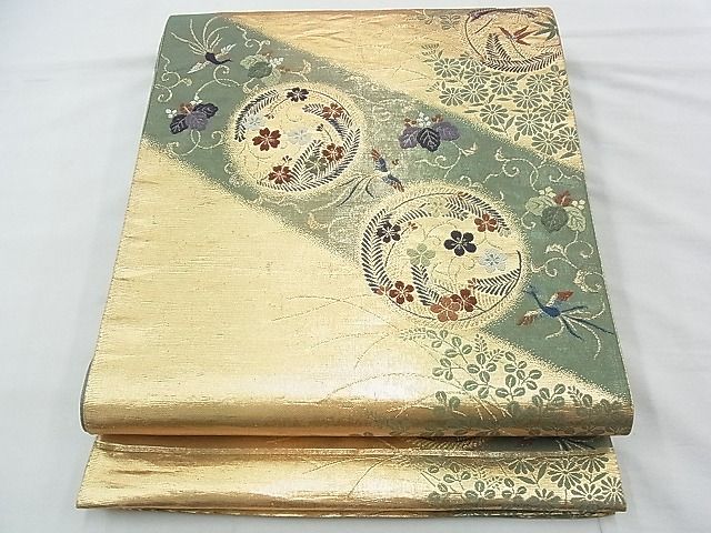 平和屋着物◎六通柄袋帯 唐織 鳳凰花丸唐草文 金糸 逸品 BAAF6983ow
