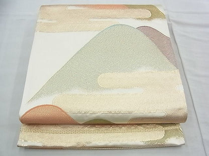 平和屋着物◎佐賀錦 六通柄袋帯 エ霞遠山文 金糸 逸品 BAAF6999ow