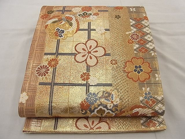 平和屋着物◎六通柄袋帯 唐織 鳳凰花丸文 金糸 逸品 BAAH0010ow