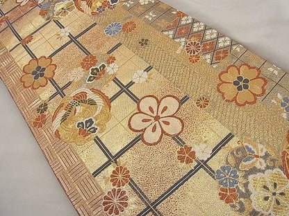 平和屋着物◎六通柄袋帯 唐織 鳳凰花丸文 金糸 逸品 BAAH0010ow