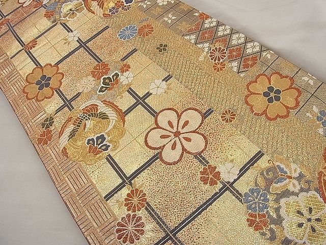 平和屋着物◎六通柄袋帯 唐織 鳳凰花丸文 金糸 逸品 BAAH0010ow