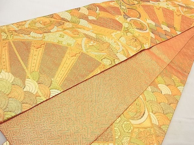 平和屋着物◎佐賀錦 六通柄袋帯 鳳凰源氏車青海波 金糸 逸品 BAAH0040ow