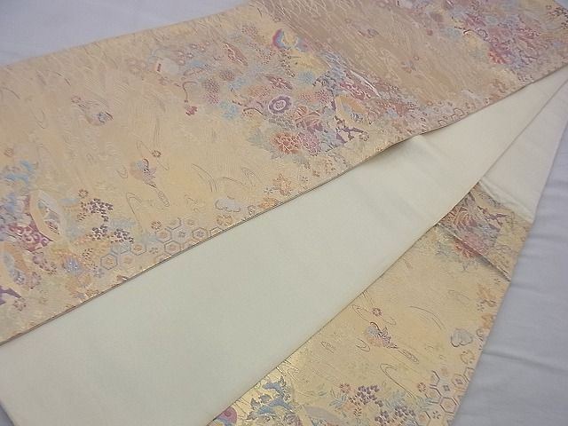 平和屋着物◎六通柄袋帯 修学院ロマン 清水献上文 金糸 逸品 BAAH0051ow
