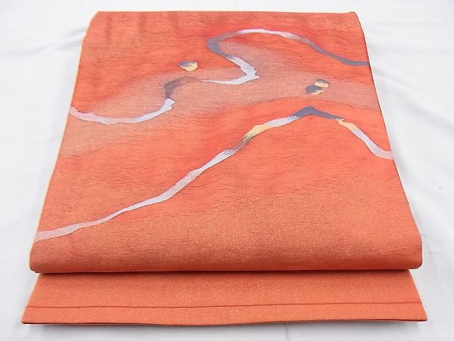 平和屋着物◎太鼓柄袋帯 すくい織 流水文様 金糸 逸品 BAAH0081ow
