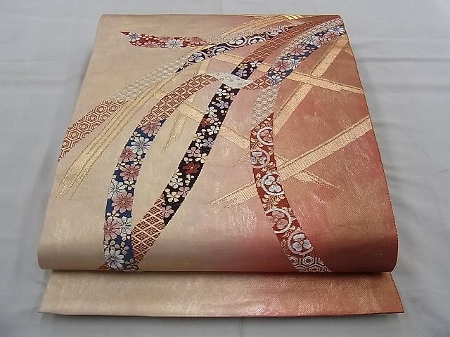 平和屋着物◎六通柄袋帯 唐織 束ね熨斗籬文様 金糸 逸品 BAAH0104ow