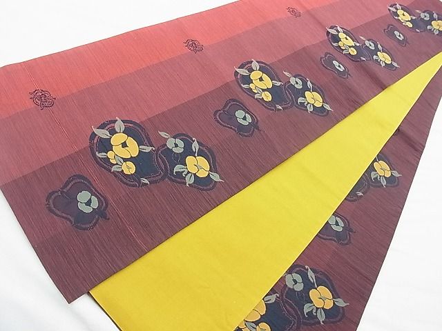 平和屋着物◎六通柄袋帯 ふくれ織 光琳椿 逸品 BAAH0107ow